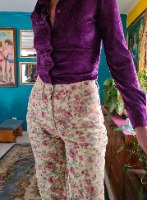 חולצת קטיפה סגולה מכופתרת מידה S