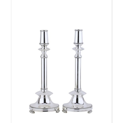 זוג פמוטי כסף טהור דגם בייגלה חלק כדורים (S)