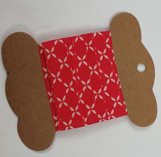 סרט כותנה 2 מטר - מעויינים אדום 1.5 ס"מ