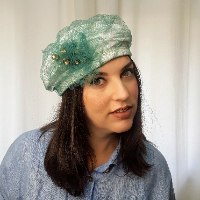 כובע ברט אלגנטי בעיצוב מיוחד - דגם טול ירוק