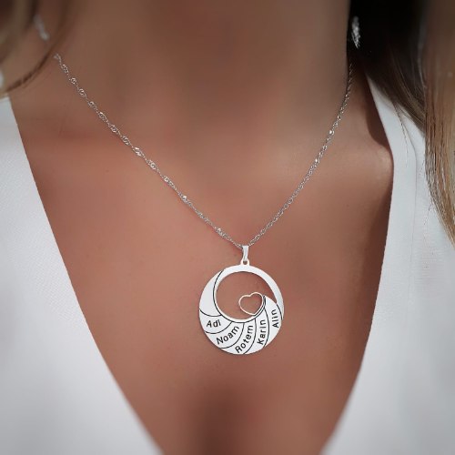 שרשרת חישוק עם לב וחריטות דגם LA305