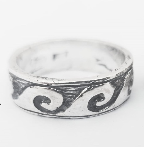 Sterling Silver Ring with Wave Pattern 1