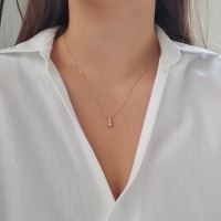 שרשרת ותליון 3 יהלומים (דגרדה) 0.18 קראט מזהב