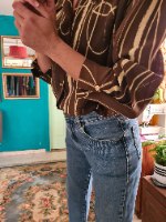 חולצה מכופתרת קווים ועיגולים XL