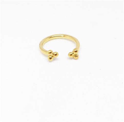 טבעת כדורים זרת פתוחה זהב