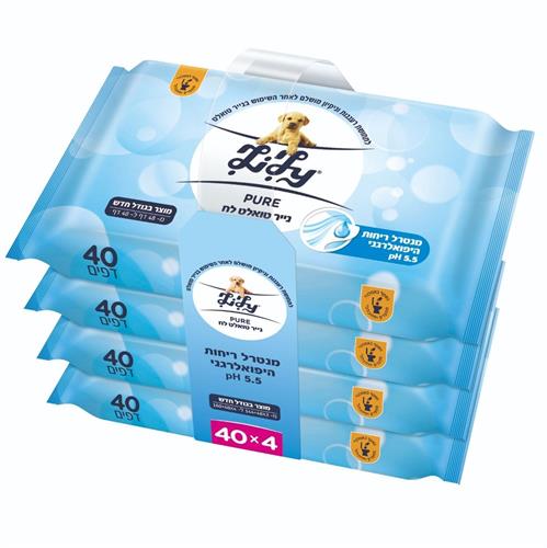 לילי נייר טואלט לח קלאסי נשטף באסלה מארז רביעייה 4*40
