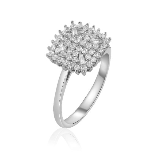 טבעת יהלומים זהב לבן 14 קראט R-RSR053-F