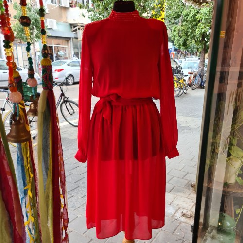 שמלה אדומה יעני צנועה מידה S/M