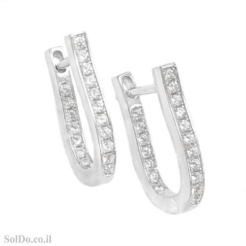 עגילים מכסף משובצים אבני זרקון A8821 | תכשיטי כסף 925
