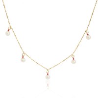 שרשרת זהב עם פנינים ואבן חן רובי