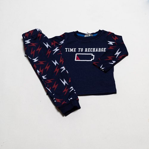 פיג'מת בנים אינטרלוק סוללה נייבי