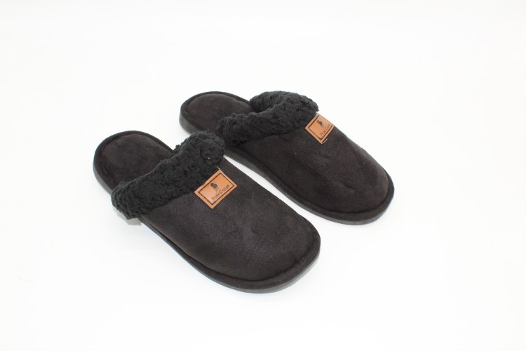 נעלי בית מחממות לגבר שחור