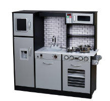 מטבח עץ אלקטרוני דגם בוסטון, בצבע אפור שחור, צעצועץ