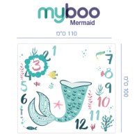 MyBoo סט טטרה שמיכת צילום ושמיכת עיטוף במבוק אורגני דגם Mermaid