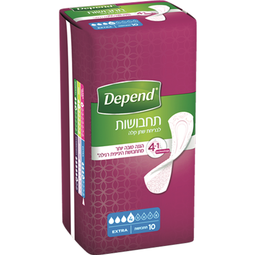 דפנד תחבושות לבריחת שתן אקסטרא 4 טיפות 10 יחידות