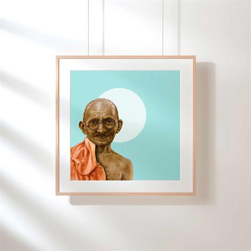 פורטרט של גנדי-הדפס ציור