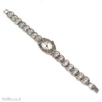 שעון מכסף מעוצב משובץ מרקזטים SH3258 | תכשיטי כסף