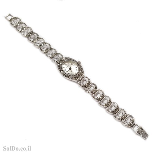 שעון מכסף מעוצב משובץ מרקזטים SH3258 | תכשיטי כסף