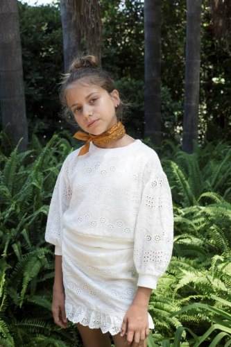 חליפת חצאית OVERLOVE תחרה לבן