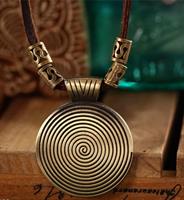 שרשרת גברים נשים עור תליון וינטאג׳ עיגול ספירלה OP11160011-IN