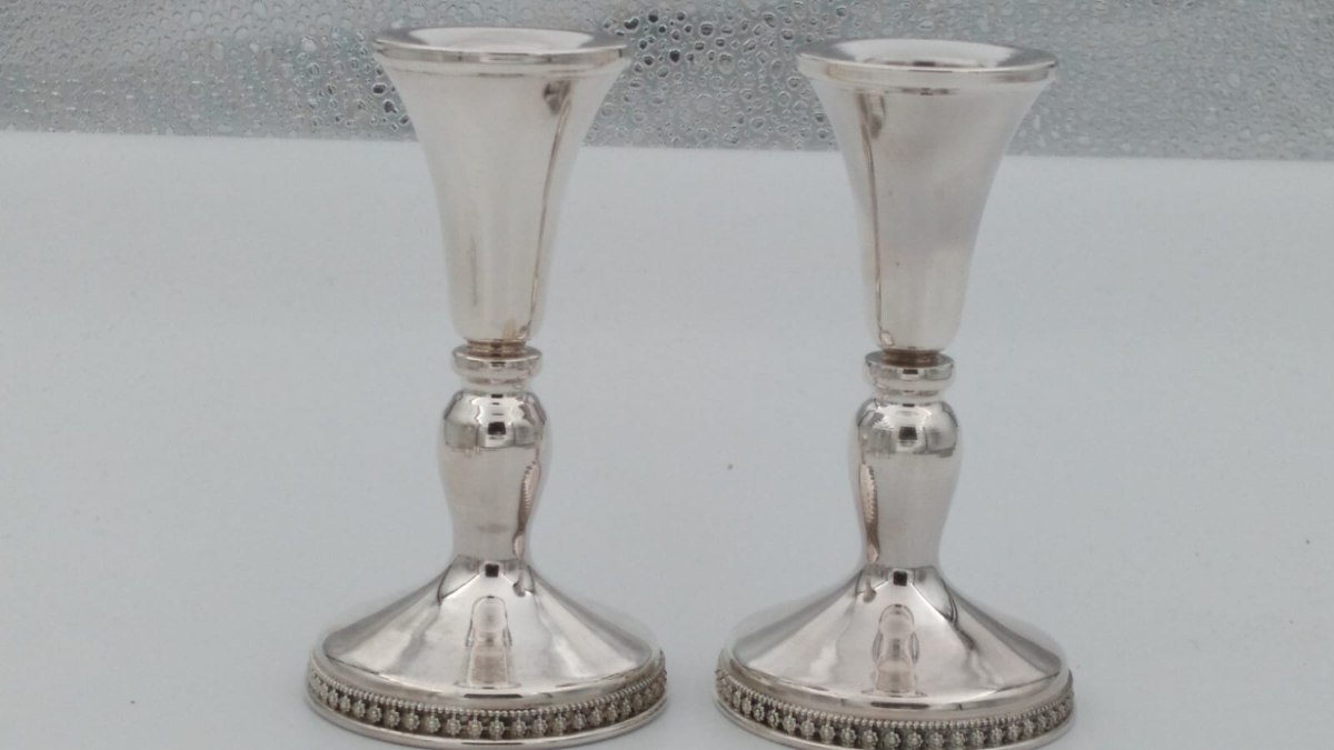 פמוטים לשבת מכסף טהור 925 בעיצוב קלאסי