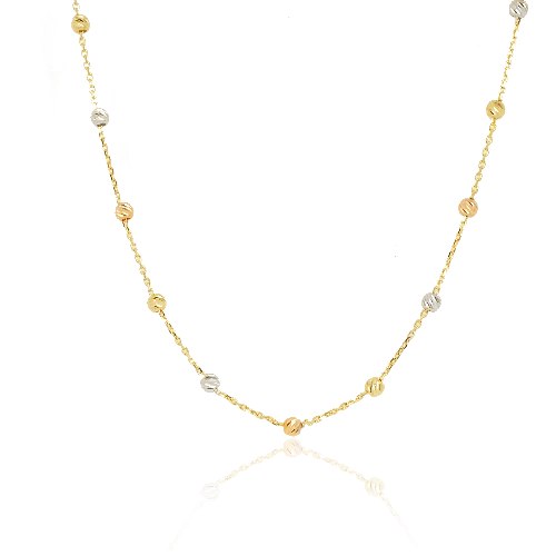 שרשרת זהב כדורים בחיתוך לייזר|שלושה צבעים