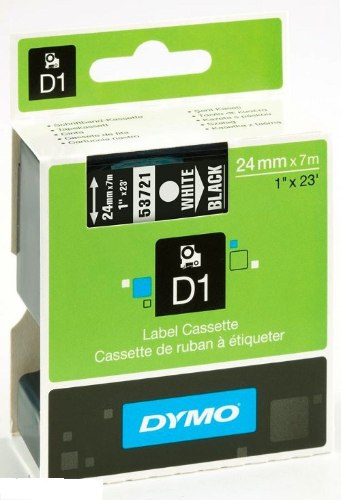 סרט סימון לבן על רקע שחור Dymo S0721010 D1 53710 Tape 24mmx7m