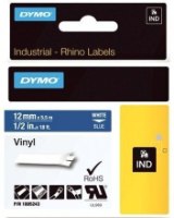 סרט סימון ויניל לבן על רקע כחול Dymo 1805243 Vinyl IND Tape 12mmx5.5m
