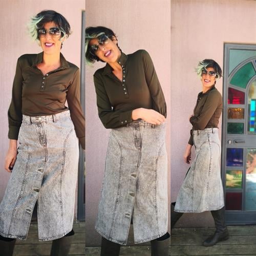 חצאית ג'ינס Stone wash אפורה מידה L