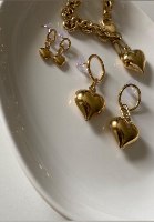 של עגילי לב רטרו ענק זהב