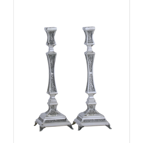 זוג פמוטי כסף טהור דגם ליבני ריקוע (S)