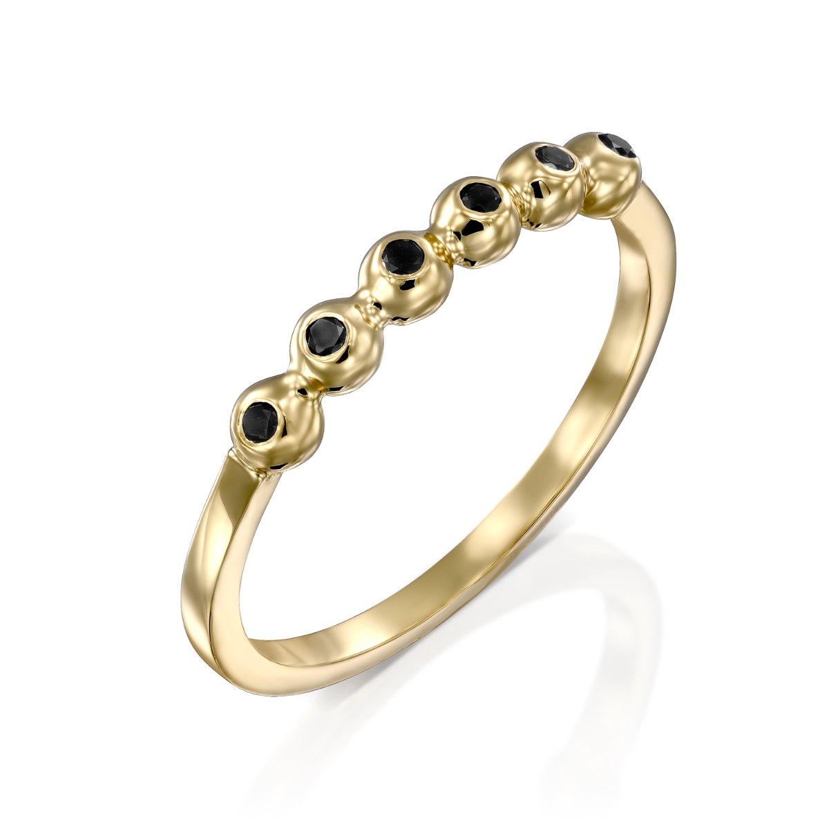 טבעת סלין זהב 14K יהלומים שחורים