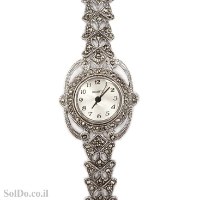 שעון מכסף מעוצב משובץ מרקזטים SH3259 | תכשיטי כסף