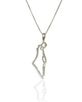 מפה של ישראל מזהב | שרשרת זהב עם תליון ארץ ישראל משובץ יהלומים 0.02 קראט