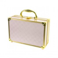 מזוודת איפור מתכת לילדות - ורוד זהב