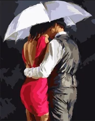 צביעה לפי מספרים - זוג תחת מטרייה RGDZ677