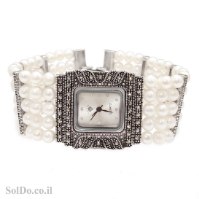 שעון מכסף מעוצב פנינים משובץ מרקזטים SH3269 | תכשיטי כסף