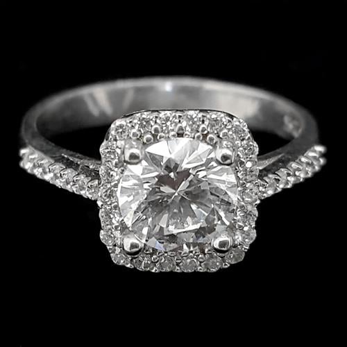 טבעת מכסף משובצת זרקון במרכזה ואבני זרקון  RG5552 | תכשיטי כסף | טבעות כסף