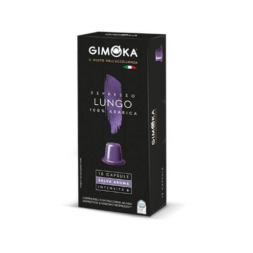 10 קפסולות ג'ימוקה לונגו | חוזק 6 | Gimoka Lungo Espresso Italiano