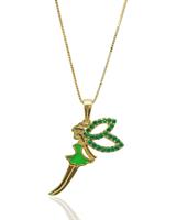 שרשרת פיות שרשרת פייה שרשרת ותליון זהב בסגנון פייה משובץ זרקונים