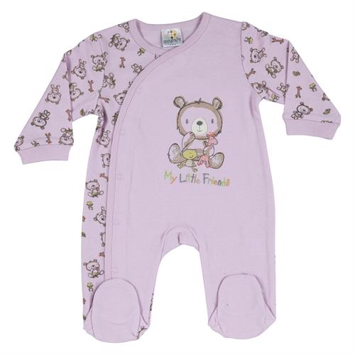 אוברול טריקו ארוך חזיה דובי ורוד בייבי