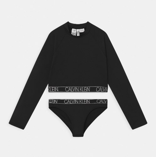 בגד ים ביקיני שחור עם שרוול ארוך CALVIN KLIEN - מידות 8-16