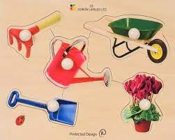 פאזל כפתור עץ כלי גינה