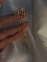 עגילי קלואה שרשרת זהב 14 קראט ויהלומים לבנים