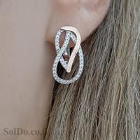 עגילים מכסף מצופים זהב 9K משובצים אבני זרקון A8630 | תכשיטי כסף 925