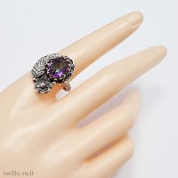 טבעת מכסף מעוצבת משובצת מיסטיק טופז RG6273 | תכשיטי כסף 925 | טבעות כסף