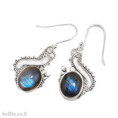 עגילי כסף משובצים אבני לברדוריט A8937 | תכשיטי כסף | עגילי כסף