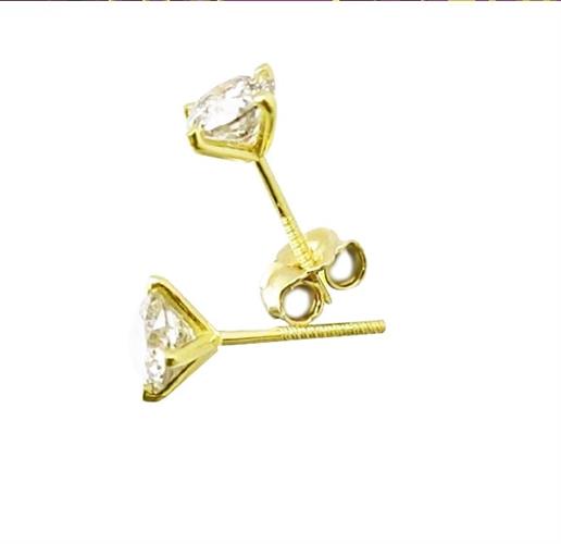 עגילי יהלומים 1 קראט דגם מרטיני | עגילי יהלומים צמודים לאוזן | עגילי יהלומים סוליטר בזול