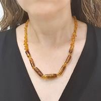 שרשרת ענברים בלטי מקורי לנשים צבע ירוק ודבש M2009