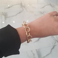 צמיד זהב חוליות לאישה|מט מחוספס